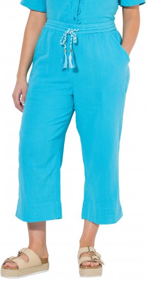 Ulla Popken Muslin Elastic Waist Culottes Blue - Jeans & Hosen in Großen Größen – Plus Size Damenmode - Jeans & Hosen, EU 42–70
