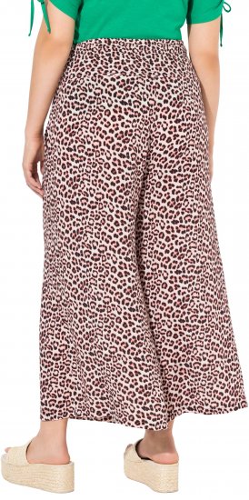 Ulla Popken Rose Wide Leg Elastic Waist Leopard Pattern Culottes White - Jeans & Hosen in Großen Größen – Plus Size Damenmode - 