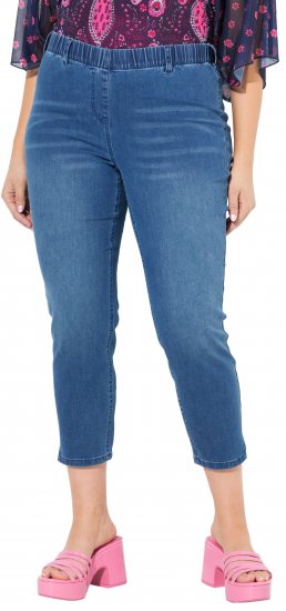 Ulla Popken Cropped Denim Look Stretch Fit Leggings Light Blue Denim - Jeans & Hosen in Großen Größen – Plus Size Damenmode - 