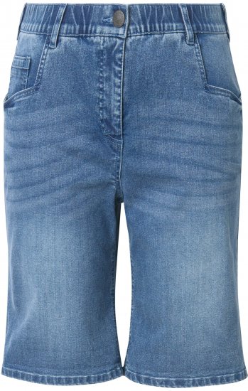 Ulla Popken Denim Wide Leg Elastic Waist Bermuda Shorts Blue Denim - Jeans & Hosen in Großen Größen – Plus Size Damenmode - 