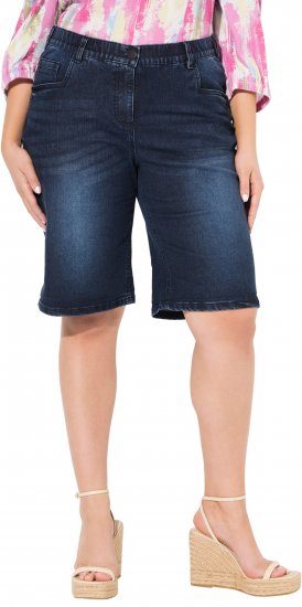 Ulla Popken Denim Wide Leg Elastic Waist Bermuda Shorts Denim Blue - Jeans & Hosen in Großen Größen – Plus Size Damenmode - Jeans & Hosen, EU 42–70