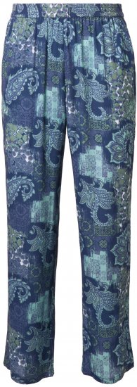 Ulla Popken Patchwork Paisley Elastic Waist Pants Blue - Jeans & Hosen in Großen Größen – Plus Size Damenmode - 