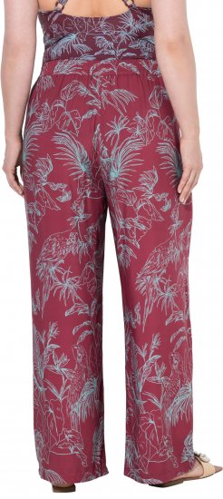 Ulla Popken Wide Leg Elastic Waist Jungle Print Palazzo Pants Brown - Jeans & Hosen in Großen Größen – Plus Size Damenmode - 