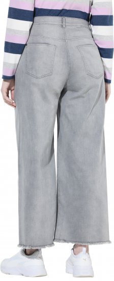 Ulla Popken Embroidered Wide Leg Fringed Hem Jeans Grey - Jeans & Hosen in Großen Größen – Plus Size Damenmode - 