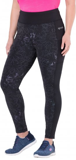Ulla Popken Quick Drying Flower Print Leggings Black - Jeans & Hosen in Großen Größen – Plus Size Damenmode - 
