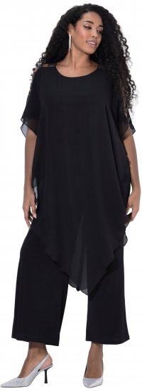 Ulla Popken Layered Chiffon Wrap Jumpsuit Grey - Jeans & Hosen in Großen Größen – Plus Size Damenmode - 