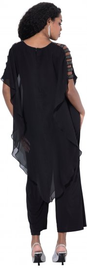 Ulla Popken Layered Chiffon Wrap Jumpsuit Grey - Jeans & Hosen in Großen Größen – Plus Size Damenmode - 