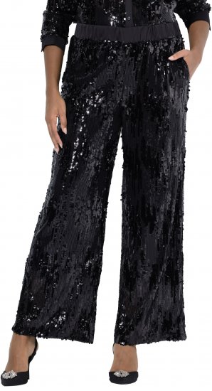 Ulla Popken Sequined Elastic Waist Pants Black - Jeans & Hosen in Großen Größen – Plus Size Damenmode - Jeans & Hosen, EU 42–70