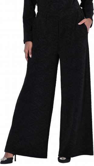 Ulla Popken Wide Leg Elastic Waist Glitter Pants Black - Jeans & Hosen in Großen Größen – Plus Size Damenmode - Jeans & Hosen, EU 42–70