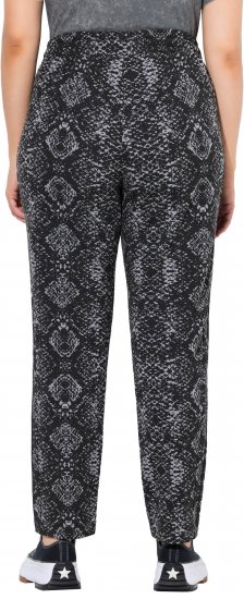 Ulla Popken Snake Print Elastic Waist Joggers Black - Jeans & Hosen in Großen Größen – Plus Size Damenmode - 