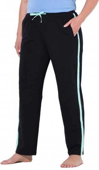 Ulla Popken Side Stripe Elastic Waist Joggers Black - Jeans & Hosen in Großen Größen – Plus Size Damenmode - Jeans & Hosen, EU 42–70