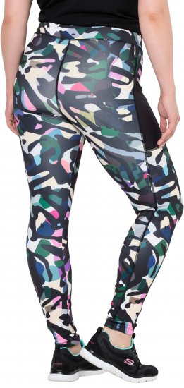Ulla Popken Quick Drying Botanical Print Sport Leggings Black - Jeans & Hosen in Großen Größen – Plus Size Damenmode - 