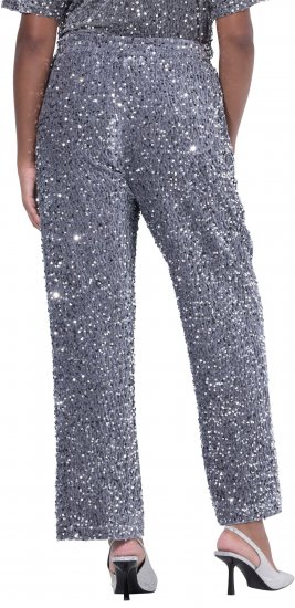 Ulla Popken Sequined Velvet Comfort Waist Pants Grey - Jeans & Hosen in Großen Größen – Plus Size Damenmode - 
