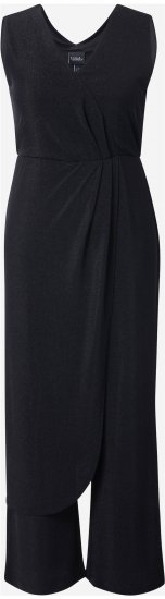 Ulla Popken Draped Sleeveless Glitter Jumpsuit Navy - Jeans & Hosen in Großen Größen – Plus Size Damenmode - 