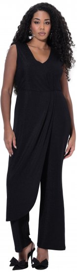 Ulla Popken Draped Sleeveless Glitter Jumpsuit Navy - Jeans & Hosen in Großen Größen – Plus Size Damenmode - 