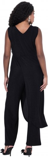 Ulla Popken Draped Sleeveless Glitter Jumpsuit Navy - Jeans & Hosen in Großen Größen – Plus Size Damenmode - 