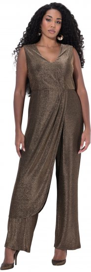 Ulla Popken Draped Sleeveless Glitter Jumpsuit Pearl White - Jeans & Hosen in Großen Größen – Plus Size Damenmode - 