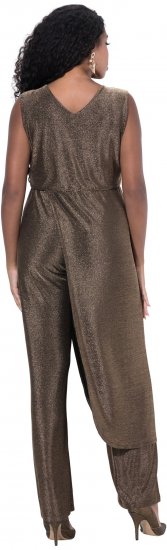 Ulla Popken Draped Sleeveless Glitter Jumpsuit Pearl White - Jeans & Hosen in Großen Größen – Plus Size Damenmode - 