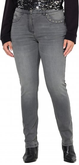 Ulla Popken Rivet Studded Stretch Fit Jeans Grey Denim - Jeans & Hosen in Großen Größen – Plus Size Damenmode - Jeans & Hosen, EU 42–70