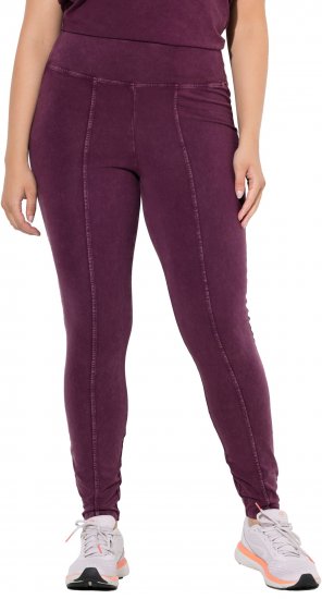 Ulla Popken Acid Wash Decorative Seam Leggings Purple - Jeans & Hosen in Großen Größen – Plus Size Damenmode - 