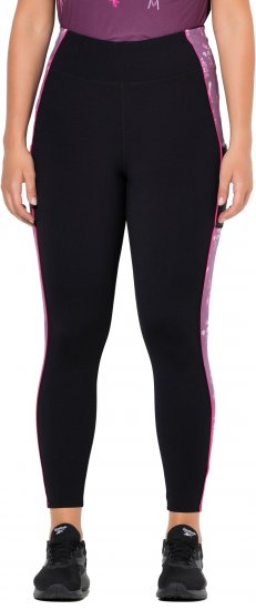 Ulla Popken Quick Drying Botanical Print Sport Leggings Black - Jeans & Hosen in Großen Größen – Plus Size Damenmode - 