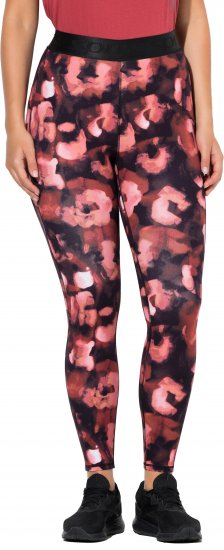 Ulla Popken Abstract Flower Print Performance Leggings Red - Jeans & Hosen in Großen Größen – Plus Size Damenmode - 