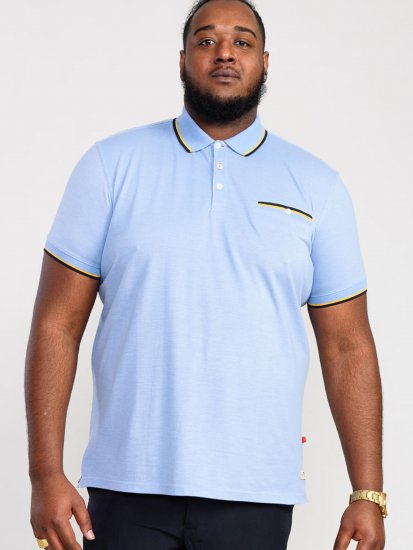D555 Talbot Pique with Jacquard Collar Polo Shirt Blue - Polo-shirts für herren - Polo-Shirts für Herren in großen Größen