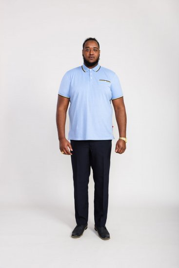 D555 Talbot Pique with Jacquard Collar Polo Shirt Blue - Polo-shirts für herren - Polo-Shirts für Herren in großen Größen