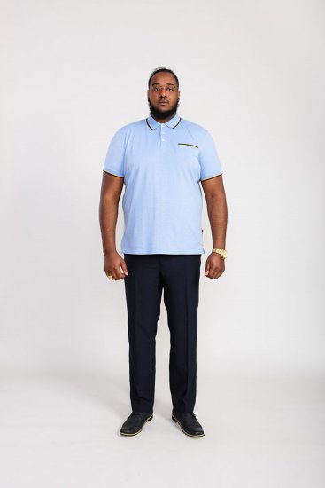 D555 Talbot Pique with Jacquard Collar Polo Shirt Blue - Polo-shirts für herren - Polo-Shirts für Herren in großen Größen