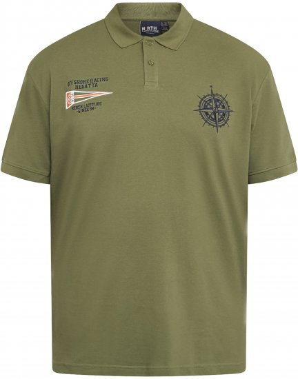 North Latitude 61129 Piqué-Poloshirt mit Bruststickerei Olivgrün - Polo-shirts für herren - Polo-Shirts für Herren in großen Größen