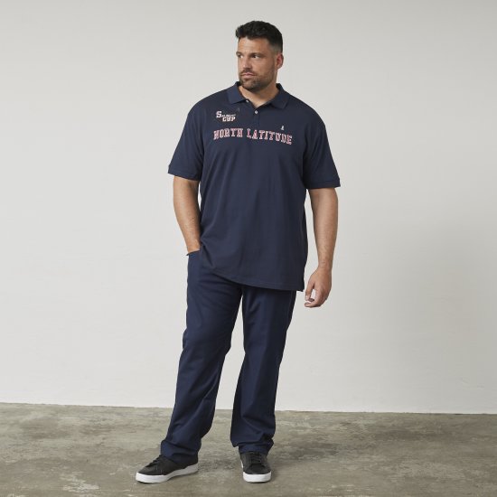 North Latitude 61131 Piqué-Poloshirt mit Kontrastärmeln und Stickerei Marineblau - Polo-shirts für herren - Polo-Shirts für Herren in großen Größen