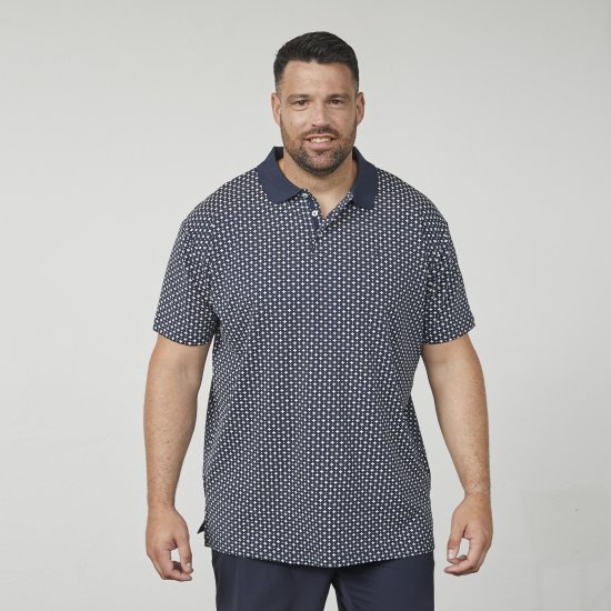 North Latitude 61134 Allover-Print Jersey-Poloshirt Marineblau - Polo-shirts für herren - Polo-Shirts für Herren in großen Größen