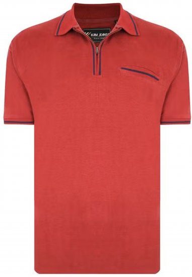 Kam Jeans 5449 Short Sleeve with Zipper Polo Shirt Red - Polo-shirts für herren - Polo-Shirts für Herren in großen Größen
