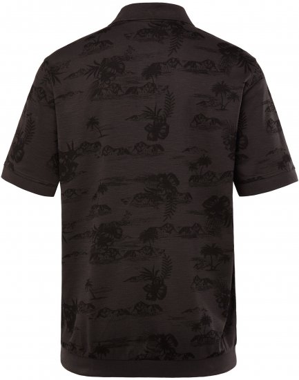 JP1880 Pique with All-over Print Polo Shirt TALL Black - TALL poloshirts - TALL Poloshirts für große Herren