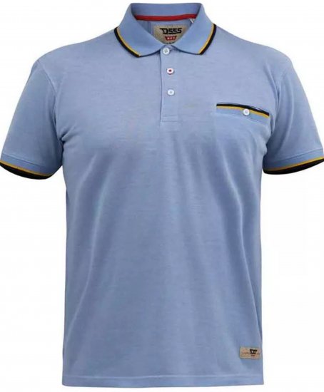 D555 Talbot Pique with Jacquard Collar Polo Shirt Blue - Polo-shirts für herren - Polo-Shirts für Herren in großen Größen