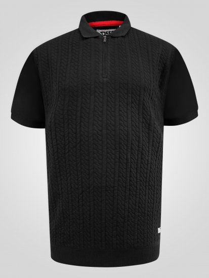 D555 Kennedy Cable Knitted Polo Black - Polo-shirts für herren - Polo-Shirts für Herren in großen Größen