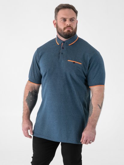 D555 Harvey Pique with Jacquard Collar & Cuffs Polo Teal - Polo-shirts für herren - Polo-Shirts für Herren in großen Größen
