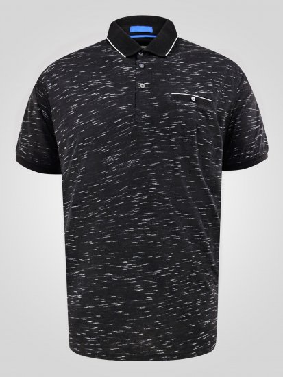 D555 Murphy Jacquard Collar And Cuff With Chest Pocket Polo Black - Polo-shirts für herren - Polo-Shirts für Herren in großen Größen