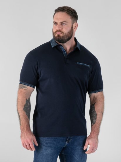 D555 Barret Interlock Jacquard Collar & Cuffs Polo Navy - Polo-shirts für herren - Polo-Shirts für Herren in großen Größen
