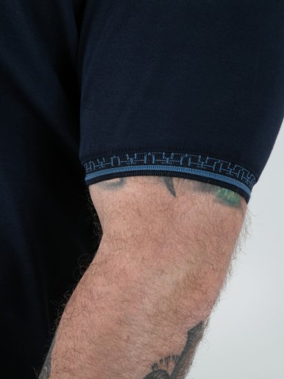 D555 Barret Interlock Jacquard Collar & Cuffs Polo Navy - Polo-shirts für herren - Polo-Shirts für Herren in großen Größen