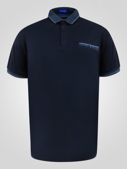 D555 Barret Interlock Jacquard Collar & Cuffs Polo Navy - Polo-shirts für herren - Polo-Shirts für Herren in großen Größen