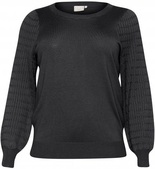 Kaffe Curve Lini Knit Pullover Schwarz Oyster - Hoodies & Sweatshirts - 