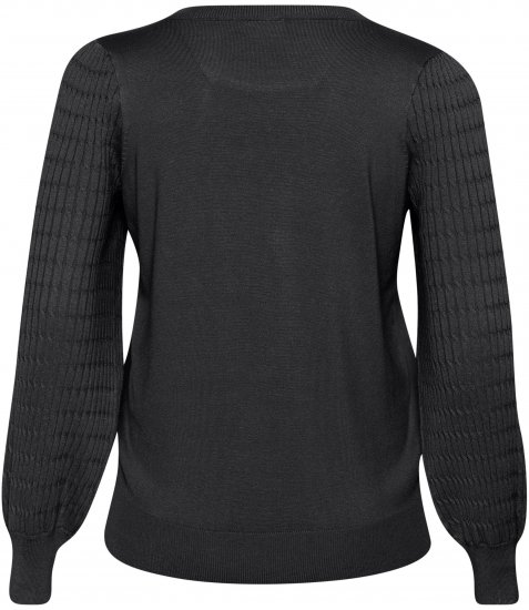 Kaffe Curve Lini Knit Pullover Schwarz Oyster - Hoodies & Sweatshirts - 