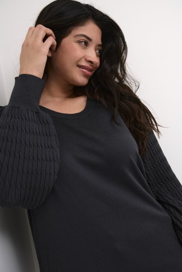 Kaffe Curve Lini Knit Pullover Schwarz Oyster - Hoodies & Sweatshirts - 