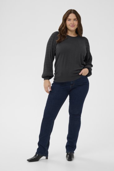 Kaffe Curve Lini Knit Pullover Schwarz Oyster - Hoodies & Sweatshirts - 