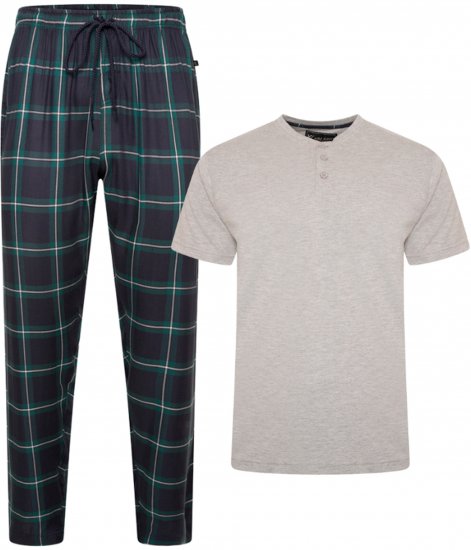 Kam Jeans 896 Lounge Pants and T-Shirt Set Navy/Grey - Pyjama/Loungewear - Schlafanzüge/Pyjama für Herren in Übergröße