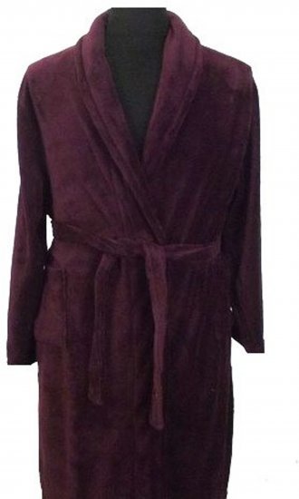 Espionage PJ068 Plain Fleece Gown Burgundy - Bademäntel/hausmäntel/handtücher - Bademäntel Große Größen