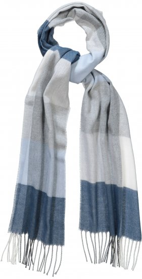 Ulla Popken Woven Check Print Scarf Soft Light Blue - Accessoires - 