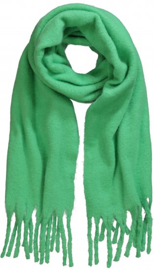 Ulla Popken Trendy Boucle Yarn Fringe Knit Scarf Green - Accessoires - 