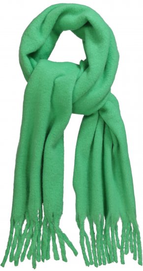 Ulla Popken Trendy Boucle Yarn Fringe Knit Scarf Green - Accessoires - 